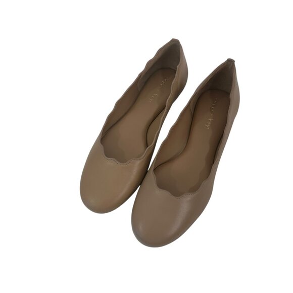 Copper Key Womens Beige Scalloped Leather Ballet Flats Size 8 Comfort Slip On - Picture 13 of 16